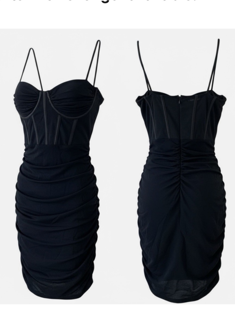 Ruched Corset Mini Dress with Rhinestone Straps
